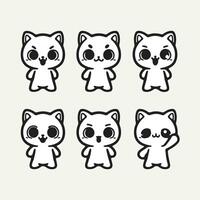 Minimal Cute Cat Mascot with different expressions vector
