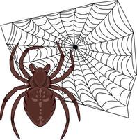 Spiderweb and spiders on white background. illustration on halloween vector