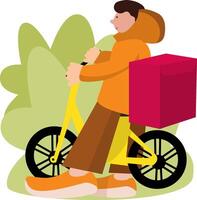 illustration of delivery man on the bike. vector
