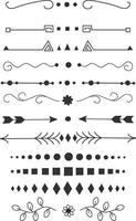 Text Divider thin line icons set. Simple separator black contour symbol isolated. vector