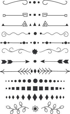 Text Divider thin line icons set. Simple separator black contour symbol isolated.