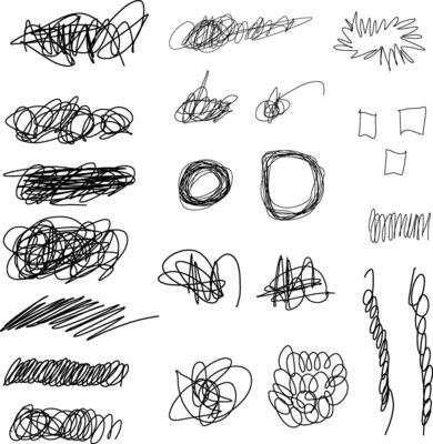 Set of hand drawn texture scribble marker. Hand drawing.