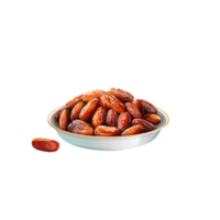 generated ai Dates in a bowl isolated on a transparent background popular for takjil in ramadan png