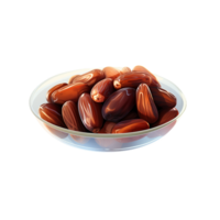 generated ai Sweet dates dried in bowl isolated on transparent background png