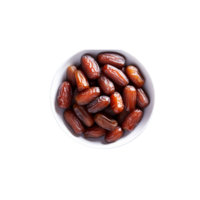 generated ai Sweet dates dried in bowl isolated on transparent background png