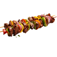 généré ai grillé Viande et légume brochettes un barbecue sur une transparent Contexte png