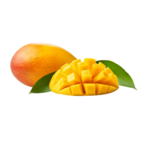 generated ai Fresh mango fruit with a chop cut slice on transparent background png