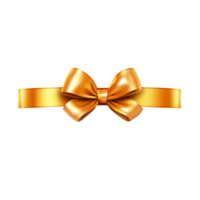 generated ai Beautiful big bow made of yellow ribbon with shadow, isolated on transparent background png