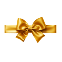 generated ai Beautiful yellow bow with diagonally ribbon with shadow on transparent background png