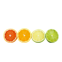 generated ai A group of citrus fruits with green leaves on them png