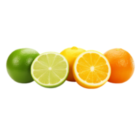 generated ai A group of citrus fruits with green leaves on them png