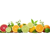 gerado ai uma grupo do citrino frutas com verde folhas em eles png