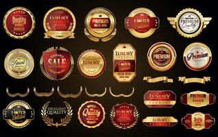 Premium and luxury golden retro badges and labels collection vector