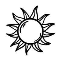 Sun. Doodle icon on white background. vector