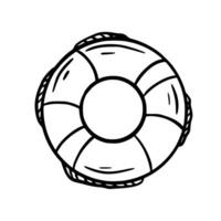 Lifebuoy. Doodle icon on white background. vector