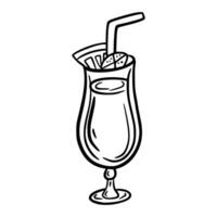 Cocktail. Doodle icon on white background. vector