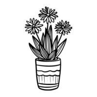 Home plant in a pot. Icon. Doodle style. Interior plant. Flower vector