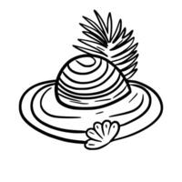Summer hat. Doodle icon on white background. vector