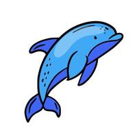 Dolphin. Doodle icon on white background. vector
