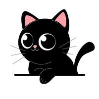 Cute black kitten on a white background vector