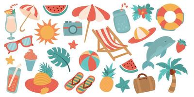 conjunto linda verano fiesta playa elementos. vector