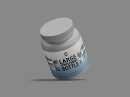 gris o plata suplemento tarro o botella Bosquejo producto embalaje modelo. grande Talla suplemento botella psd