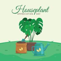National Houseplant Appreciation Day design template. houseplant veector illustration. monsterra design. flat design eps 10. vector