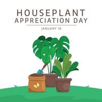 National Houseplant Appreciation Day design template. houseplant veector illustration. monsterra design. flat design eps 10. vector