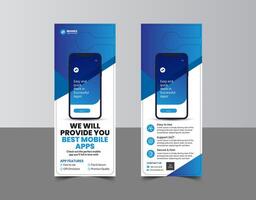 Mobile app promotion door hanger template with creative layout vector