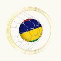 Mauritius scoring goal, abstract football symbol with illustration of Mauritius ball in soccer net. vector