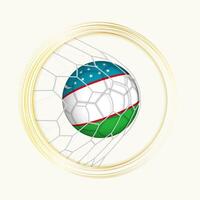 Uzbekistan scoring goal, abstract football symbol with illustration of Uzbekistan ball in soccer net. vector