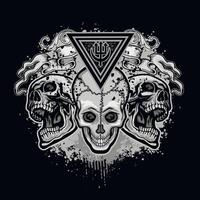 Signo gótico con calavera, camisetas de diseño vintage grunge vector