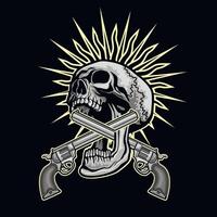 Signo gótico con calavera, camisetas de diseño vintage grunge vector