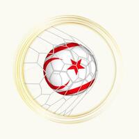 Northern Cyprus scoring goal, abstract football symbol with illustration of Northern Cyprus ball in soccer net. vector