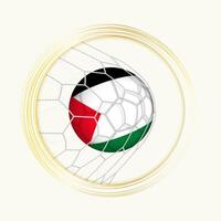 Palestine scoring goal, abstract football symbol with illustration of Palestine ball in soccer net. vector