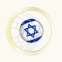 Israel scoring goal, abstract football symbol with illustration of Israel ball in soccer net. vector