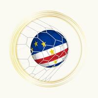 Cape Verde scoring goal, abstract football symbol with illustration of Cape Verde ball in soccer net. vector