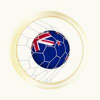 New Zealand scoring goal, abstract football symbol with illustration of New Zealand ball in soccer net. vector