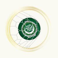 Arab League scoring goal, abstract football symbol with illustration of Arab League ball in soccer net. vector