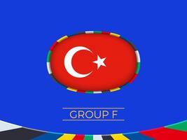 Turkey flag for 2024 European football tournament, national team sign. vector