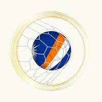 Marshall Islands scoring goal, abstract football symbol with illustration of Marshall Islands ball in soccer net. vector