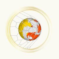 Bhutan scoring goal, abstract football symbol with illustration of Bhutan ball in soccer net. vector