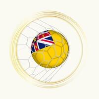 Niue scoring goal, abstract football symbol with illustration of Niue ball in soccer net. vector