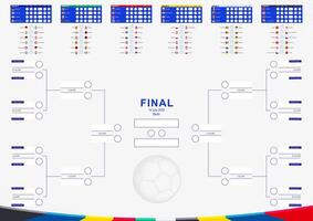 Football results table of European Football tournament 2024. Soccer tournament match schedule 2024. vector