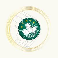 Macau scoring goal, abstract football symbol with illustration of Macau ball in soccer net. vector