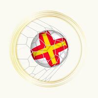Guernsey scoring goal, abstract football symbol with illustration of Guernsey ball in soccer net. vector