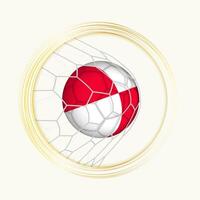 Greenland scoring goal, abstract football symbol with illustration of Greenland ball in soccer net. vector