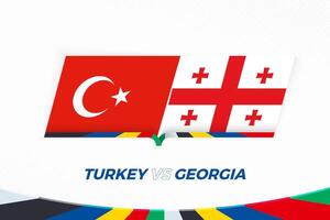 Turkey vs Georgia in Football Competition, Group F. Versus icon on Football background. vector