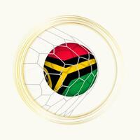 Vanuatu scoring goal, abstract football symbol with illustration of Vanuatu ball in soccer net. vector