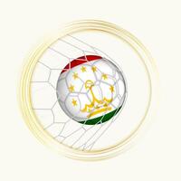 Tajikistan scoring goal, abstract football symbol with illustration of Tajikistan ball in soccer net. vector